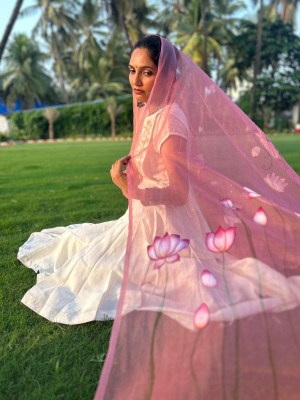 Organza Dupatta Pichwai Handpainted
