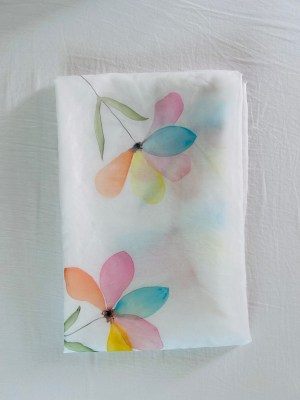 Organza Dupatta Handpainted Pastel Flowers