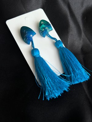 Resin tassel earrings blue
