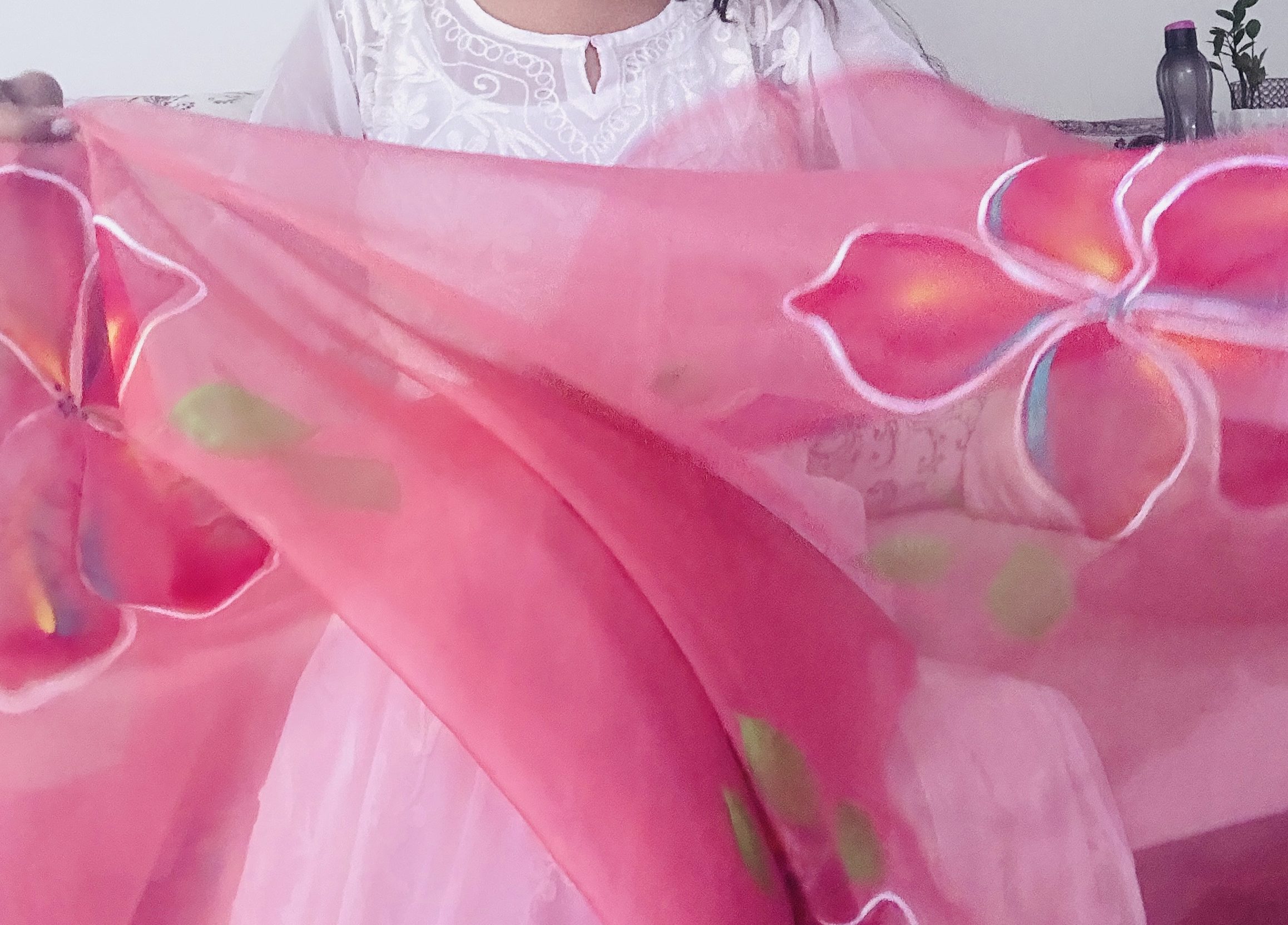 Organza Dupatta Peach 5 Organza Dupatta Peach - Image 5