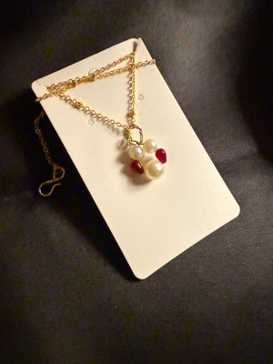 Pearl and ruby pearl pendant
