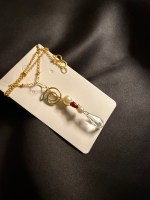 Ruby pearl and pearl crystal pendant