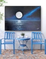 Moon reflections on the sea at night