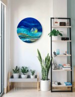 At sea waves and boat Art Resin Geode
