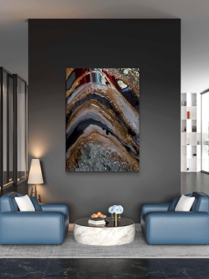Black Gold Geode Resin Art Painting