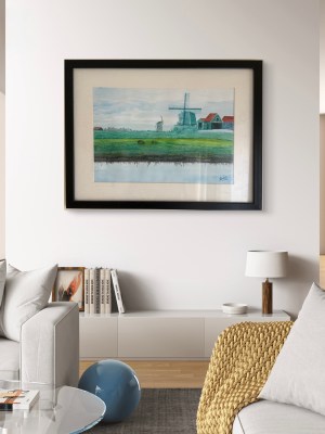 Amsterdam Windmill watercolor painting A4