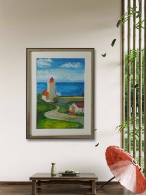 Light house, home and sea. Dream;Made on A3 sheet/Framed