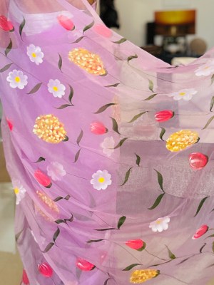 Organza Dupatta Lavender heavy work