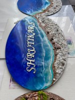 Resin Nameplate Oval Sea Waves