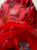 Organza Dupatta Red Flower garden