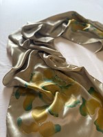 Hand painted Silk Scarf Abstract Flowers Gold