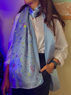 Hand painted Silk Scarf Mixed flower garden