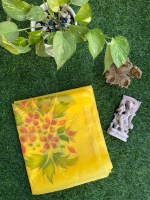 Organza Dupatta Hand painted Yellow