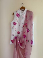 Nehru Jacket and Saree Hand painted combo customized