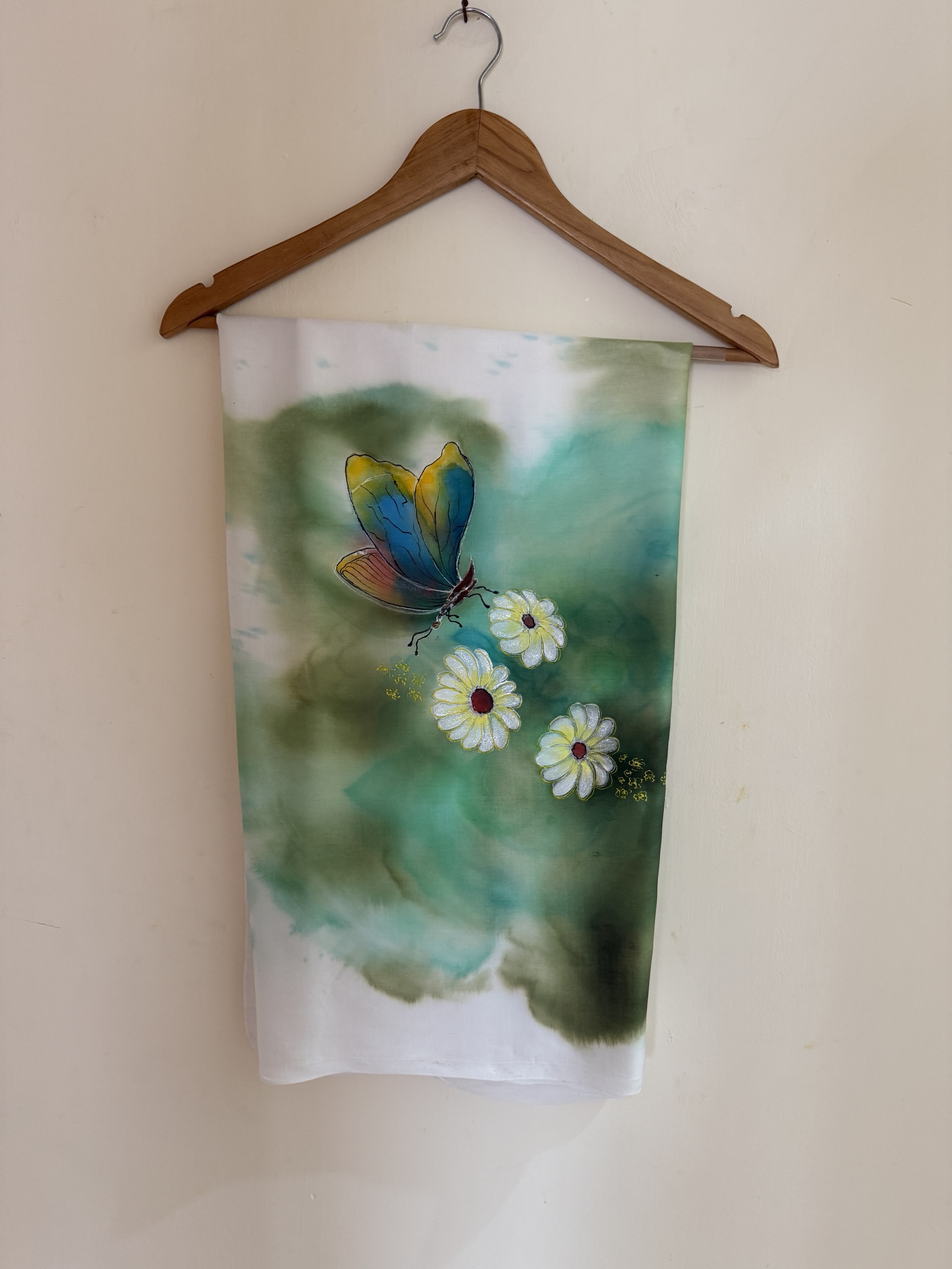 Hand painted Silk Scarf- Japanese silk butter fly 1 Hand painted Silk Scarf- Japanese silk butter fly