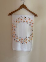 Hand painted Silk Scarf- Japanese silk peach wreaths