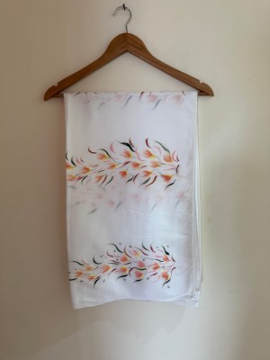 Hand painted Silk Scarf- Japanese silk peach flowers