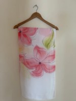 Hand painted Silk Scarf- Japanese silk pink flowers