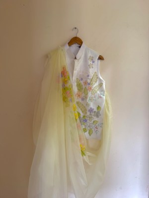 Hand Painted Saree and Jacket Set