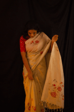 👉 Mangalagiri Hand Painted Silk Saree | Olive Green Rose Design