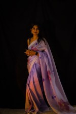 Mangalagiri Hand Painted Saree | Lavender with Purple Pink Floral Design