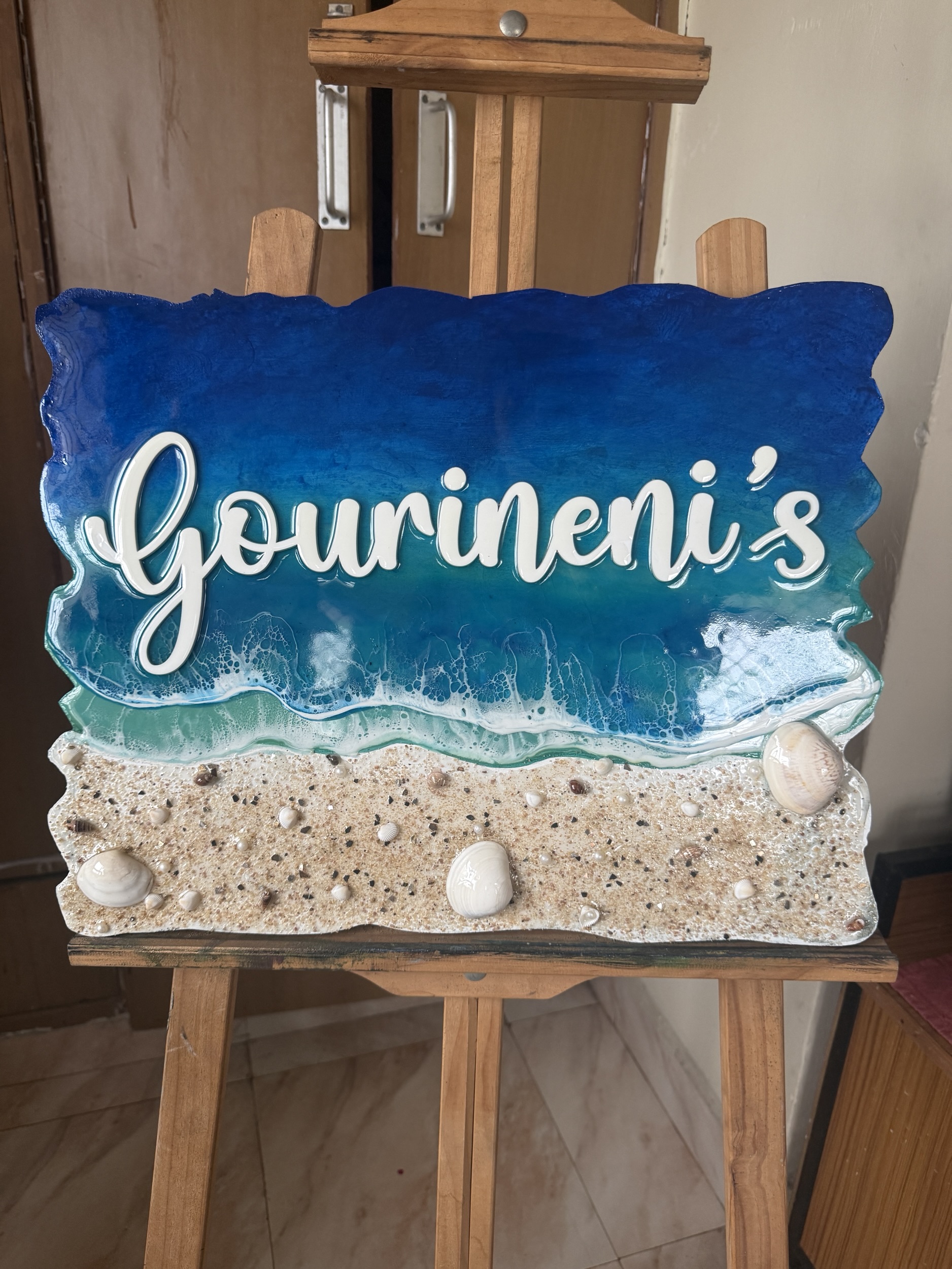Sea Waves & Seashell Resin Name Plate 3 Sea Waves & Seashell Resin Name Plate - Image 3
