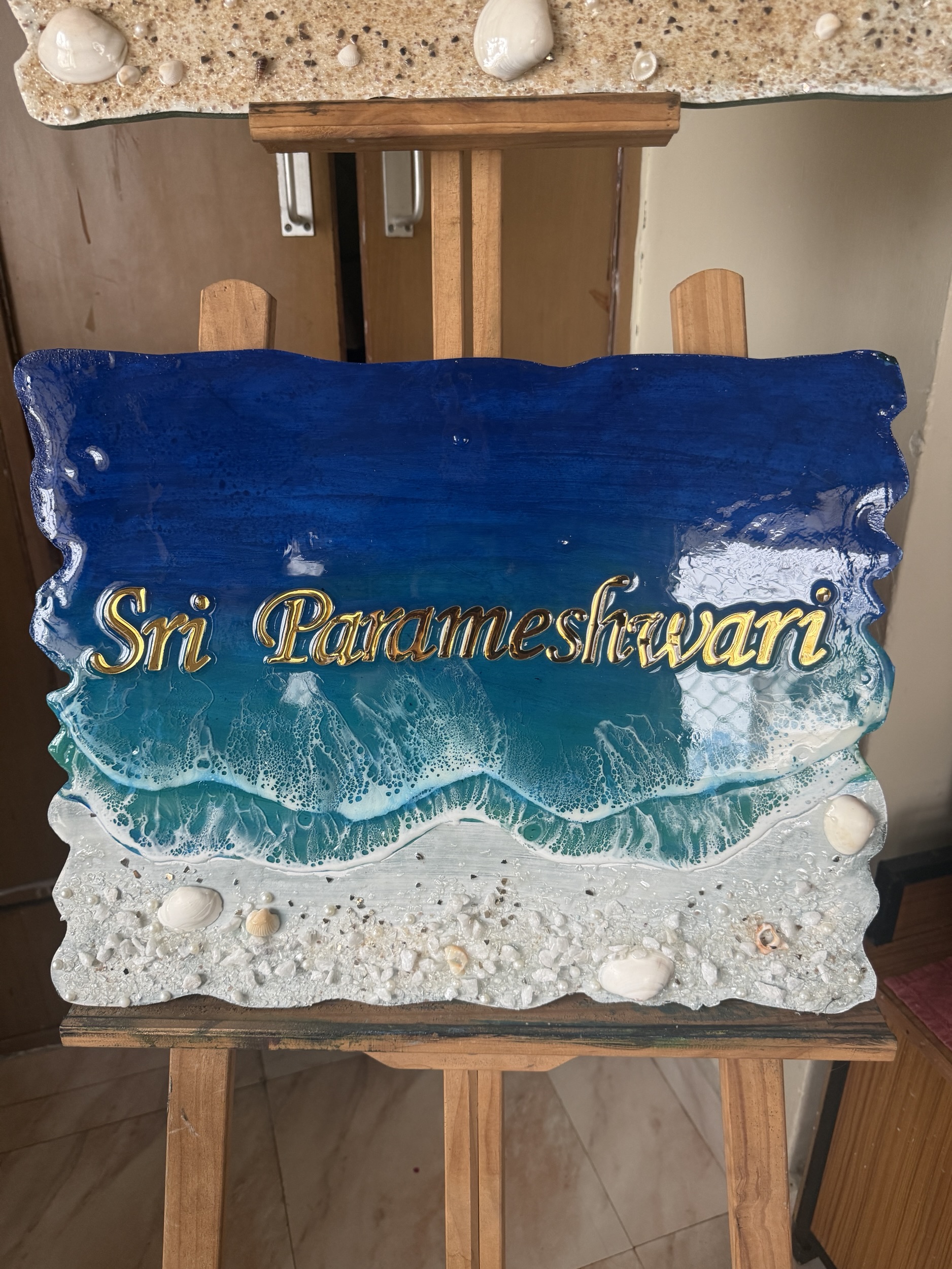 Resin Name Plate Sea Waves & Seashell 2 Resin Name Plate Sea Waves & Seashell - Image 2