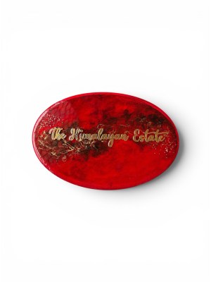 Resin name plate with abstract red detail