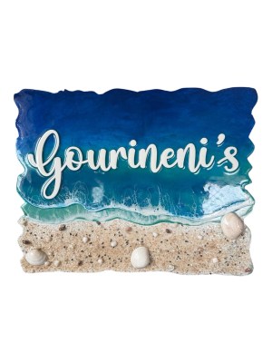 Sea Waves & Seashell Resin Name Plate