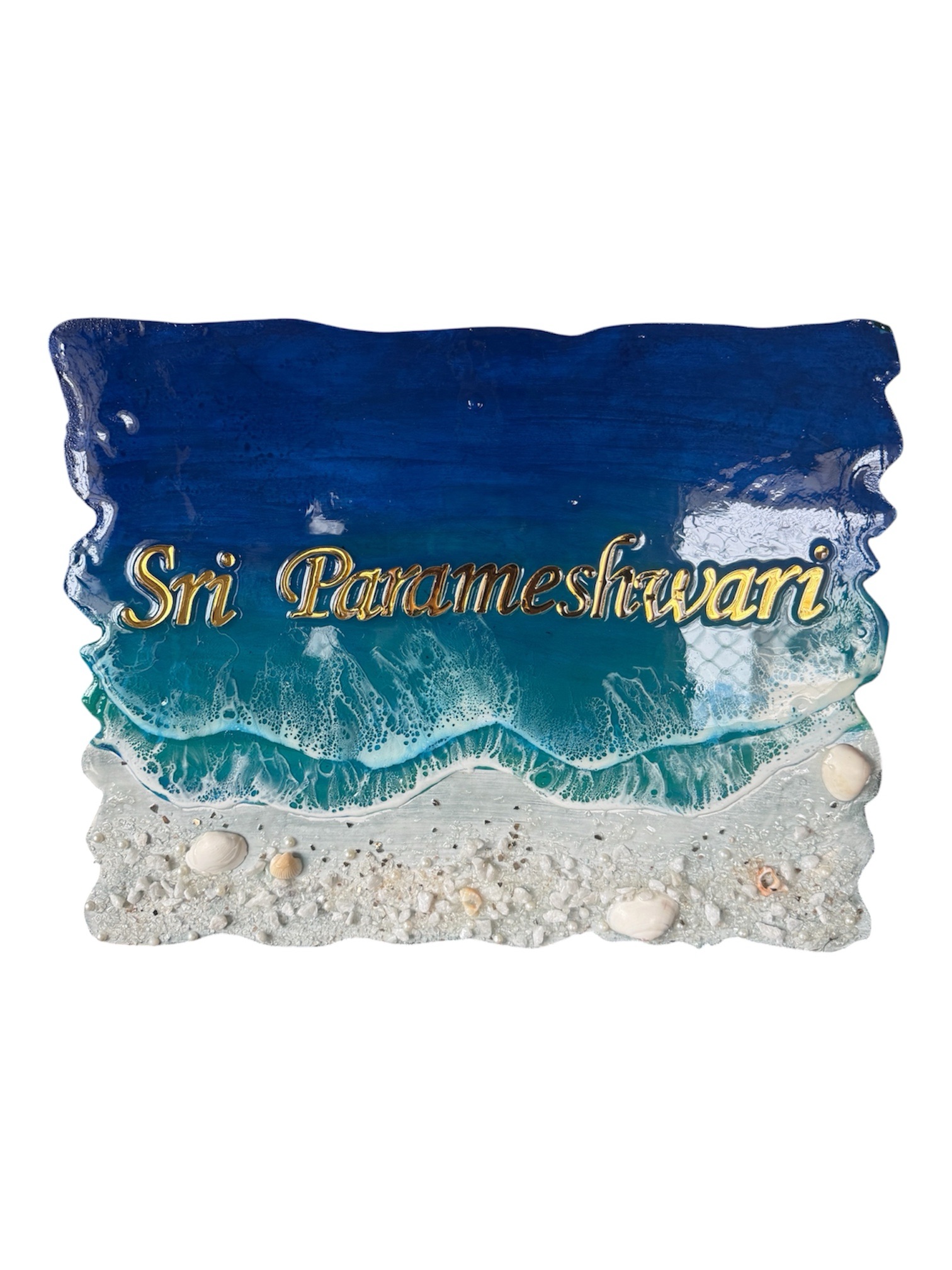 Resin Name Plate Sea Waves & Seashell 1 Sea waves resin name plate at entrance