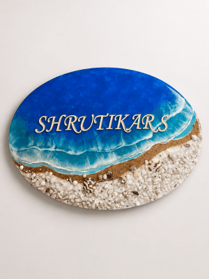 Resin Nameplate Oval Sea Waves