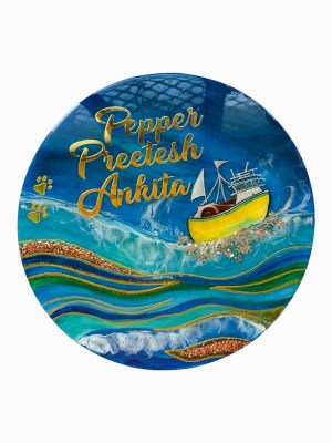 Resin Name plate Sea waves boat