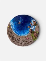Resin name plate round seaside sand